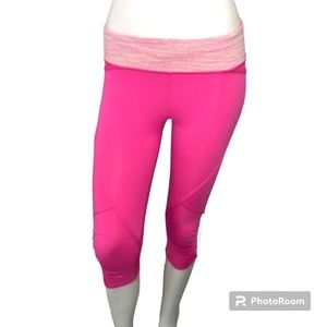 Lululemon Run Pace Crop Leggings Pinkelicious Wee Are From Space Parfait Size 4